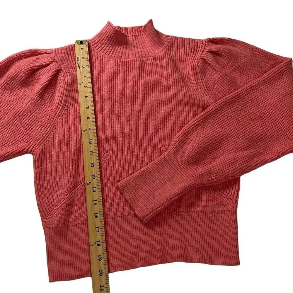 ASTR The Label Women's Mock Neck Puffed Sleeves Knit Pullover Sweater Size Large